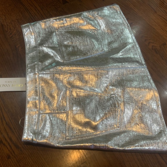 NWT Ronny Kobo silver metallic assymentrical mini skirt - Picture 8 of 14